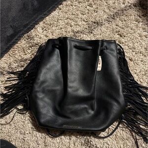 Victoria's Secret Black Leather Fringe Bag